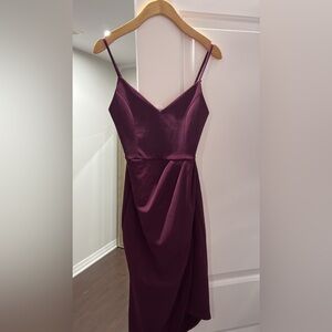V-Neck Side slit ASYM Dress- Brand new (with tags). Burgendy!
